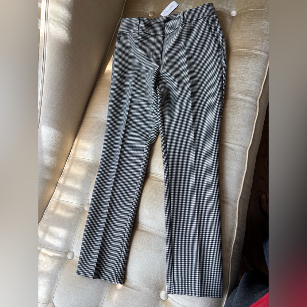 NEW ANN TAYLOR BLACK PLAID STRAIGHT pants SZ 2
